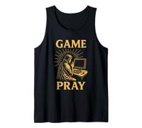 Divertido PC Gamer Jesús Oración Meme Retro Juego de Palabras RPG Camiseta sin Mangas