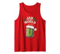 Divertido pepinillo navideño de Jar To The World Holly Camiseta sin Mangas