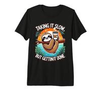 Divertido Perezoso Amante del café-Taking It Slow but Gettin 'It Done Camiseta Premium