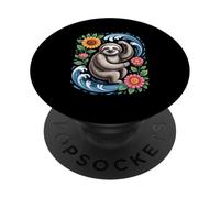 Divertido, Perezoso, Flores, Tropicales, Ondas, ilustración PopSockets PopGrip Adhesivo