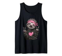 Divertido Perezoso Lindo Animal Signo de Paz Rosa diseño Diadema Camiseta sin Mangas