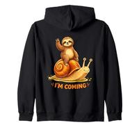 Divertido Perezoso Montando un Caracol Lento Pero en Camino Sudadera con Capucha