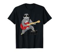 Divertido perezoso tocando guitarra Rocker Heavy Metal Slow Jam Music Camiseta