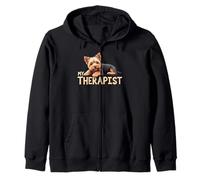 Divertido Perrito Yorkie, mi Terapeuta, Perro Yorkshire Terrier Sudadera con Capucha