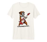 Divertido Perro al Estilo Boxer Rock Que Toca la Guitarra Boxer Rocker Camiseta Premium