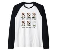 Divertido Perro Beagle obedece a la Broma de Entrenamiento Stay Only Camiseta Manga Raglan