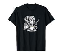 Divertido perro bebiendo café, perro cansado ilustración simple Camiseta