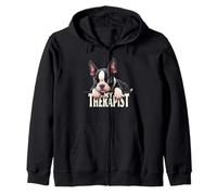 Divertido Perro Bostie Puppy My Therapist Boston Terrier Sudadera con Capucha
