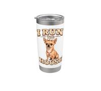 Divertido perro chihuahua I Run The House Vaso térmico de acero inoxidable de doble pared