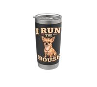 Divertido perro chihuahua I Run The House Vaso térmico de acero inoxidable de doble pared