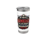 Divertido perro cita política mascota humor diseño demócrata perro broma Vaso térmico de acero inoxidable de doble pared