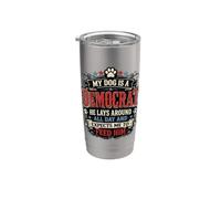 Divertido perro cita política mascota humor diseño demócrata perro broma Vaso térmico de acero inoxidable de doble pared