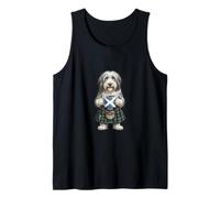 Divertido Perro Collie Bearded Taza café Bandera de Escocia Camiseta sin Mangas