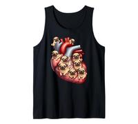 Divertido Perro con Forma de corazón de Pug, mamá, papá y niños Camiseta sin Mangas