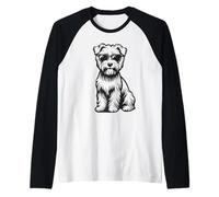 Divertido Perro Dandie Dinmont Terrier con Gafas de Sol Camiseta Manga Raglan