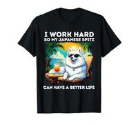 Divertido Perro de Spitz japonés Trabajo Duro, Amantes del Spitz japonés Camiseta