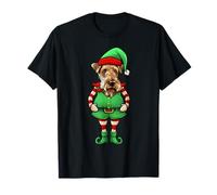 Divertido perro elfo de Navidad Airedale Terrier Camiseta