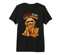 Divertido Perro Goldendoodle Pizza Is My Love Language Camiseta Premium