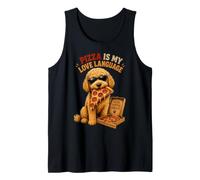 Divertido Perro Goldendoodle Pizza Is My Love Language Camiseta sin Mangas