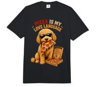 Divertido Perro Goldendoodle Pizza Is My Love Language Comfort Colors Adult Heavyweight T-Shirt