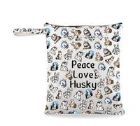 Divertido perro Husky regalo Peace Love Husky muñeca bolsa de comestibles regalo Husky Dog Lover bolsa de embrague para mascotas, Peace Love Husky