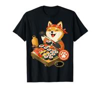 Divertido Perro Lindo Kawaii Sushi Master Shiba Camiseta
