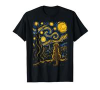 Divertido Perro, Noche Estrellada, Van Gogh, Arte Lunar, mamá, papá, maullido Camiseta
