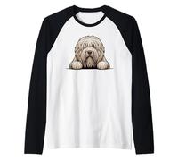 Divertido Perro Pastor húngaro Komondor Que se asoma Camiseta Manga Raglan