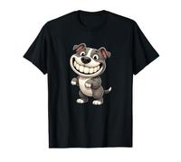 Divertido Perro Pitbull de Dibujos Animados Sonriendo con Dientes Grandes Camiseta gráfica económica