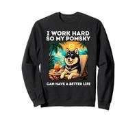 Divertido Perro Pomsky con diseño «I Work Hard» de Pomsky Lover Sudadera