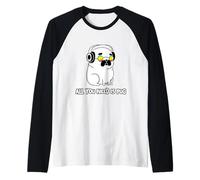 Divertido Perro Pug con Gafas de Sol, Todo lo Que Necesitas es Amante de los Perros Pug Camiseta Manga Raglan