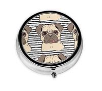 Divertido perro Pug feliz impreso, pastillero, pastillero cuadrado para bolsillo o monedero, pastillero pequeño, organizador de pastillas de viaje