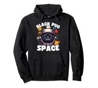 Divertido perro pug negro «Black Pug In Space» Black Pug Amante Sudadera con Capucha