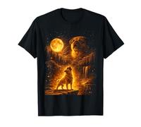 Divertido Perro Pug Vintage a la luz de la Luna Aullando en la Luna Camiseta