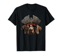 Divertido perro puntero alemán pirata de pelo corto Camiseta