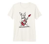 Divertido Perro rockero al Estilo Rock de Chihuahua Que Toca la Guitarra Camiseta Premium