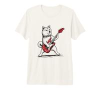 Divertido Perro rockero de Estilo Rock Shiba Inu Que Toca la Guitarra Camiseta Premium