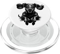 Divertido Perro Salchicha en el Salto como un Retrato Genial PopSockets PopGrip para MagSafe