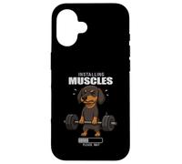 Divertido Perro Salchicha Entrenamiento Gimnasio Fitness Levantamiento de Pesas Peso Muerto Carcasa para iPhone 16