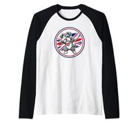 Divertido Perro Schnauzer Bandera de Inglaterra Reino Unido Dabbing Camiseta Manga Raglan