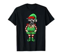 Divertido perro Schnauzer miniatura elfo navideño Camiseta