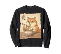 Divertido Perro Shiba Inu Comiendo Ramen Japonés Kawaii Anime Sudadera