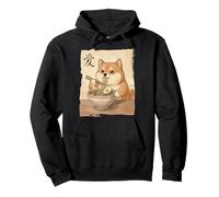 Divertido Perro Shiba Inu Comiendo Ramen Japonés Kawaii Anime Sudadera con Capucha