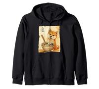 Divertido Perro Shiba Inu Comiendo Ramen Japonés Kawaii Anime Sudadera con Capucha