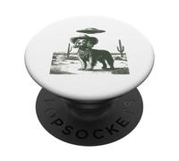 Divertido Perro Vaquero, ovni, alienígena, Cactus del Desierto, canino Occidental PopSockets PopGrip Adhesivo
