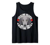 Divertido Perro Weimaraner robando Corazones Volando Pedos Camiseta sin Mangas
