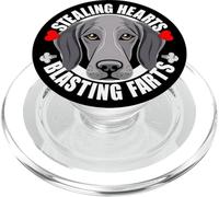 Divertido Perro Weimaraner robando Corazones Volando Pedos PopSockets PopGrip para MagSafe