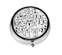 Divertido perro y oveja. Este pequeño pastillero redondo de viaje de tres compartimentos es perfecto para almacenar medicamentos diarios, vitaminas y sobre la marcha.