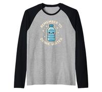 Divertido Personaje de Agua Remember to Drink Water Camiseta Manga Raglan