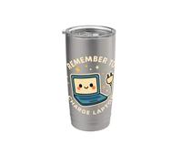 Divertido personaje de laptop "Remember to Charge Laptop" Vaso térmico de acero inoxidable de doble pared